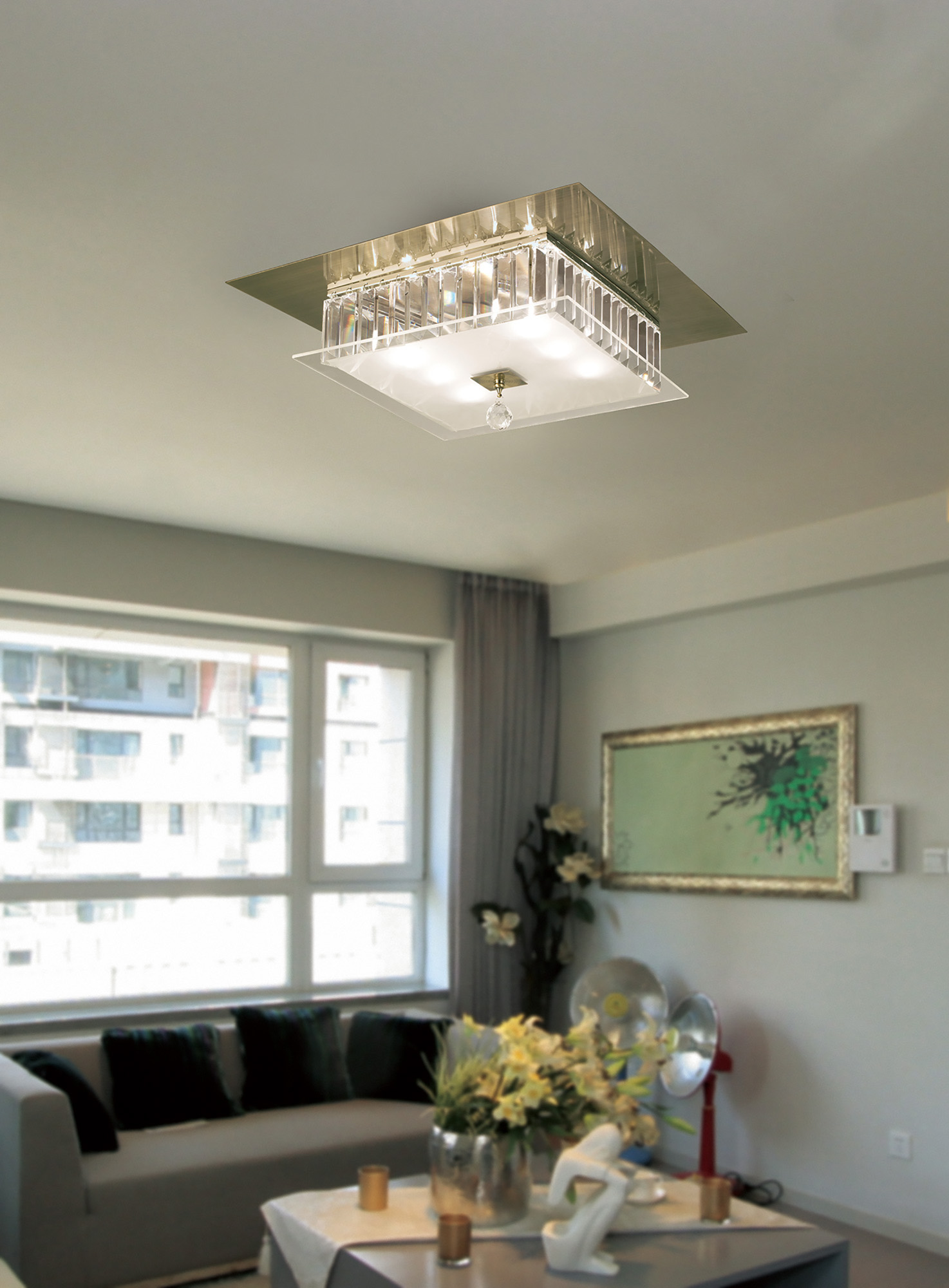 Tosca Crystal Ceiling Lights Diyas Flush Crystal Fittings